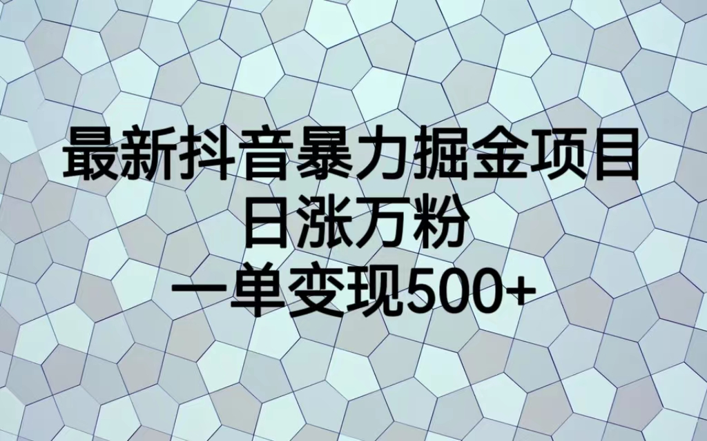 （7100期）最火热的抖音暴力掘金项目，日涨万粉，多种变现方式，一单变现可达500+